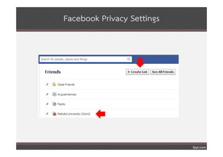 Facebook Privacy Settings
 