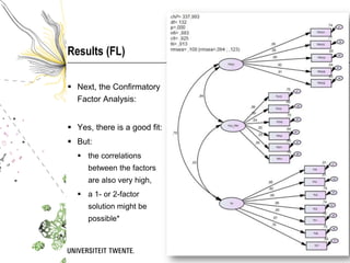 Results (FL)

 Next, the Confirmatory
  Factor Analysis:


 Yes, there is a good fit:
 But:
   the correlations
     b...