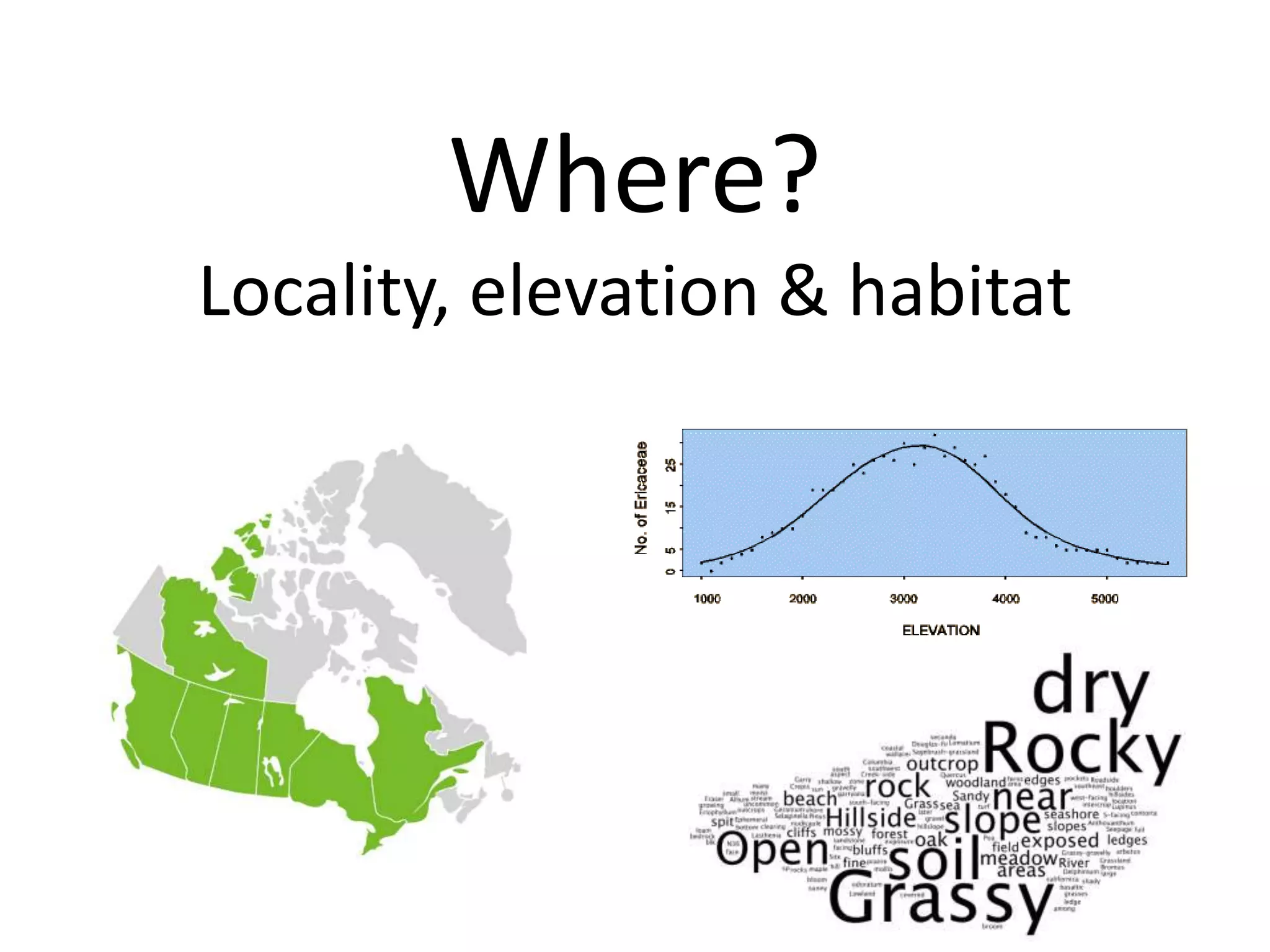 Where?
Locality, elevation & habitat
 