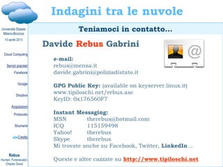 Davide Gabrini, Cloud computing e cloud investigation