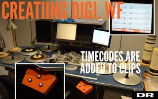 TIMECODES ARE
ADDED TO CLIPS
CREATIING DIGI. WF
 