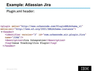 IBM Corporation ©2013
Example: Atlassian Jira
Plugin.xml header:
 