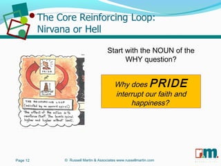 R U S S E L L M A R T I N
A S S O C I A T E S&Page 12
Start with the NOUN of the
WHY question?
Why does PRIDE
interrupt our faith and
happiness?
© Russell Martin & Associates www.russellmartin.com
 