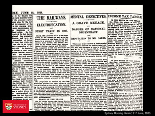 Sydney Morning Herald, 21st June, 1923
 