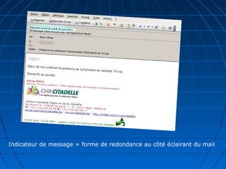 Indicateur de message = forme de redondance au côté éclairant du mail
 