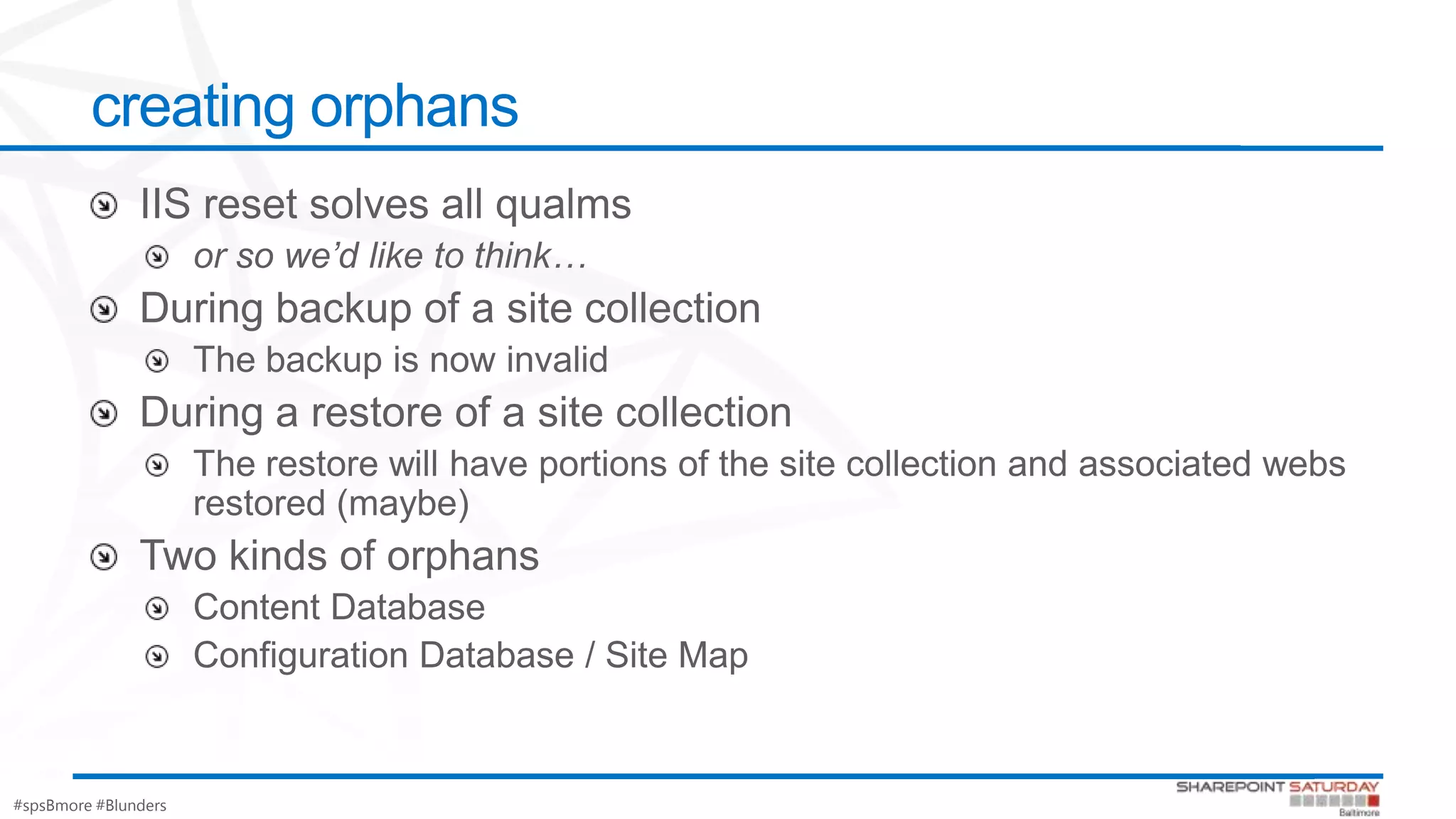 #spsBmore #Blunders
creating orphans
 