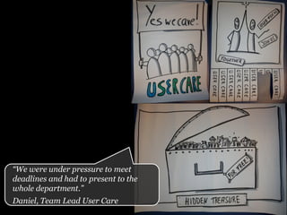 “We were under pressure to meet
deadlines and had to present to the
whole department.”
Daniel, Team Lead User Care
 