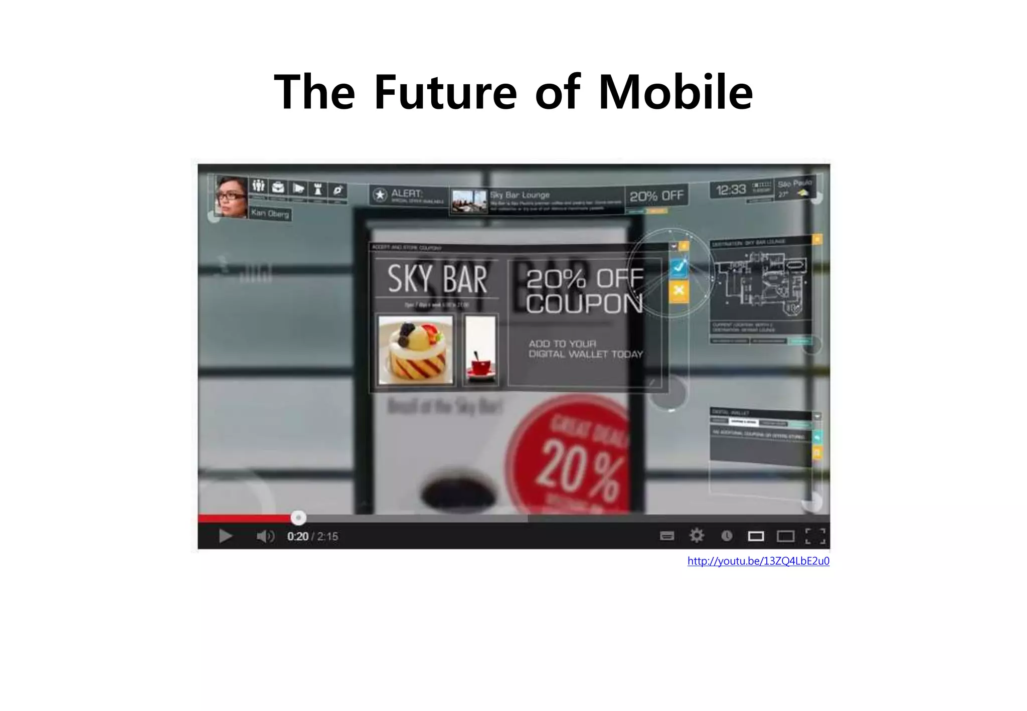 http://youtu.be/13ZQ4LbE2u0
The Future of Mobile
 