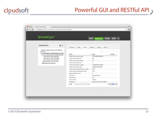 © 2013 Cloudsoft Corporation
Powerful GUI and RESTful API
23
 