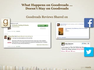 What Happens on Goodreads ...
Doesn’t Stay on Goodreads
Goodreads Reviews Shared on
 