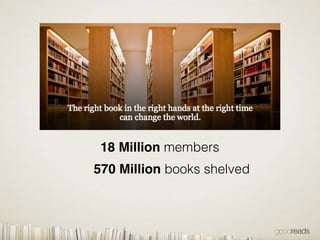 18 Million members
570 Million books shelved
24 Million reviews
 