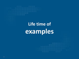 28
Life time of
examples
 