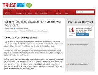 Đăng ký ứng dụng GOOGLE PLAY với thẻ Visa TRUSTcard