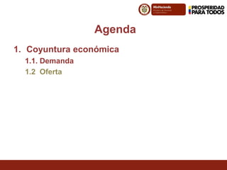 Fuente:
Agenda
1. Coyuntura económica
1.1. Demanda
1.2 Oferta
 