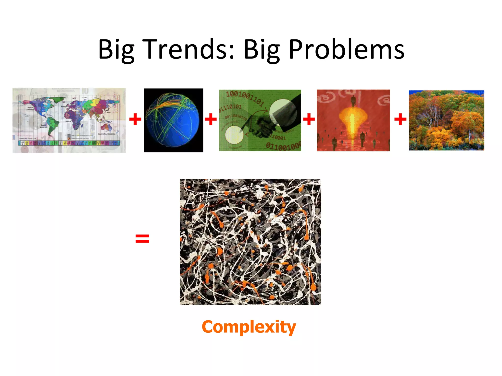 Big	
  Trends:	
  Big	
  Problems	
  
=
Complexity
 