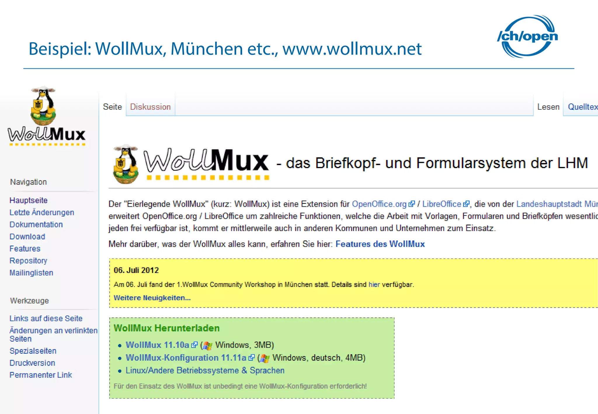 40
Beispiel: WollMux, München etc., www.wollmux.net
 