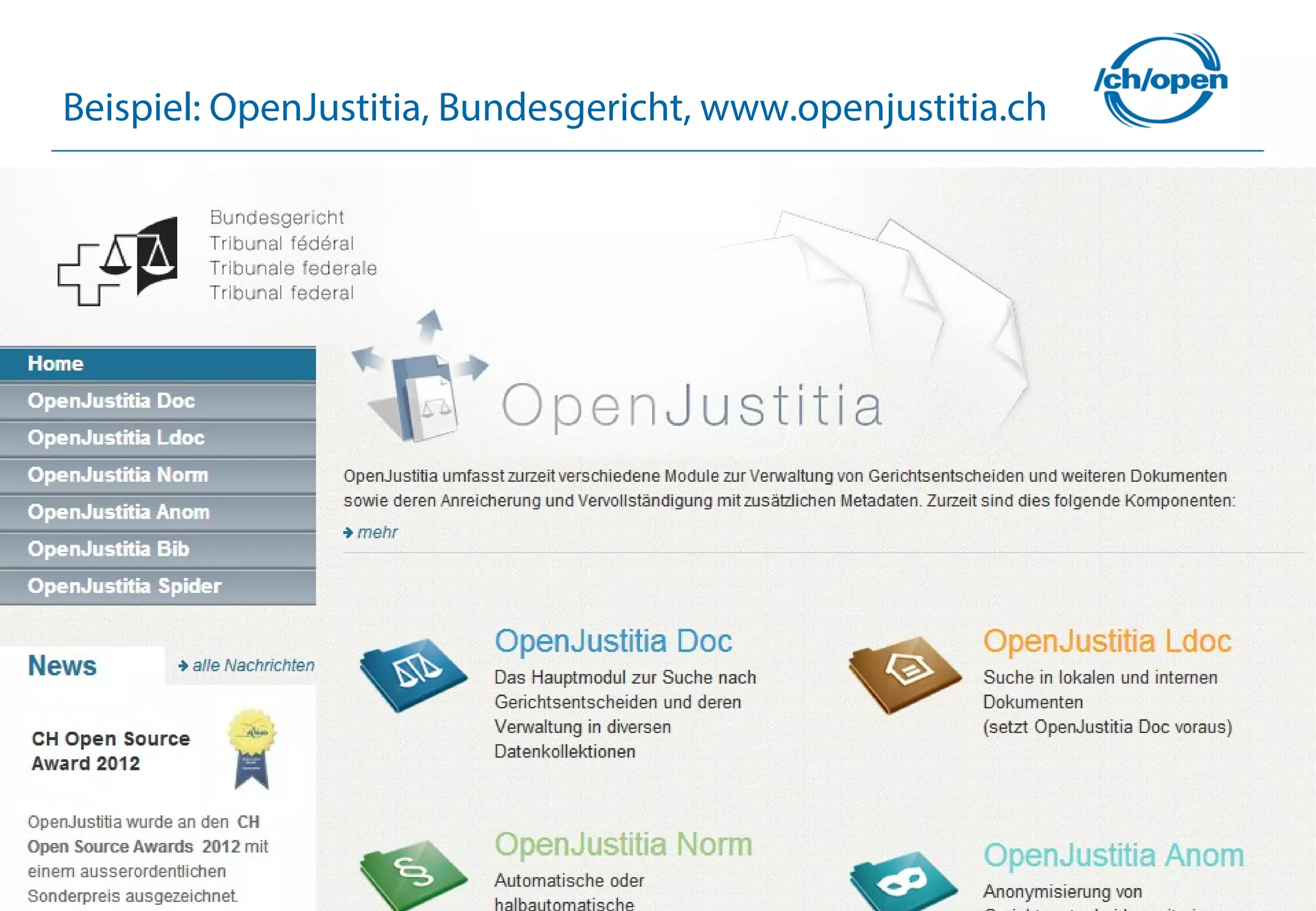 41
Beispiel: OpenJustitia, Bundesgericht, www.openjustitia.ch
 