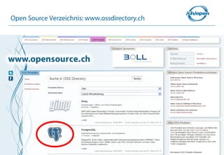 17
Open Source Verzeichnis: www.ossdirectory.ch
 