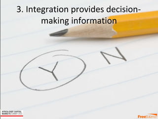 Version 7 section
• brief discussion
3. Integration provides decision-
making information
 