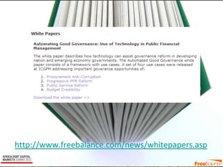 Version 7 section
• brief discussion
http://www.freebalance.com/news/whitepapers.asp
 