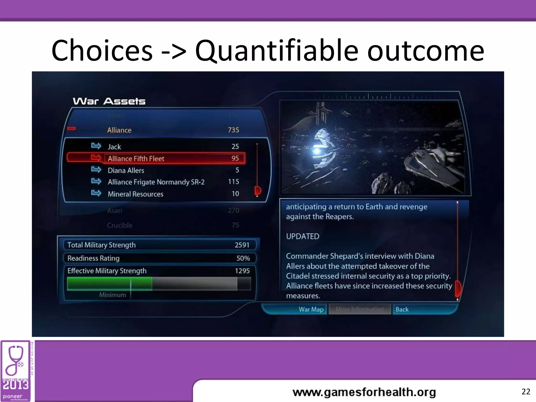 Choices -> Quantifiable outcome
22
 