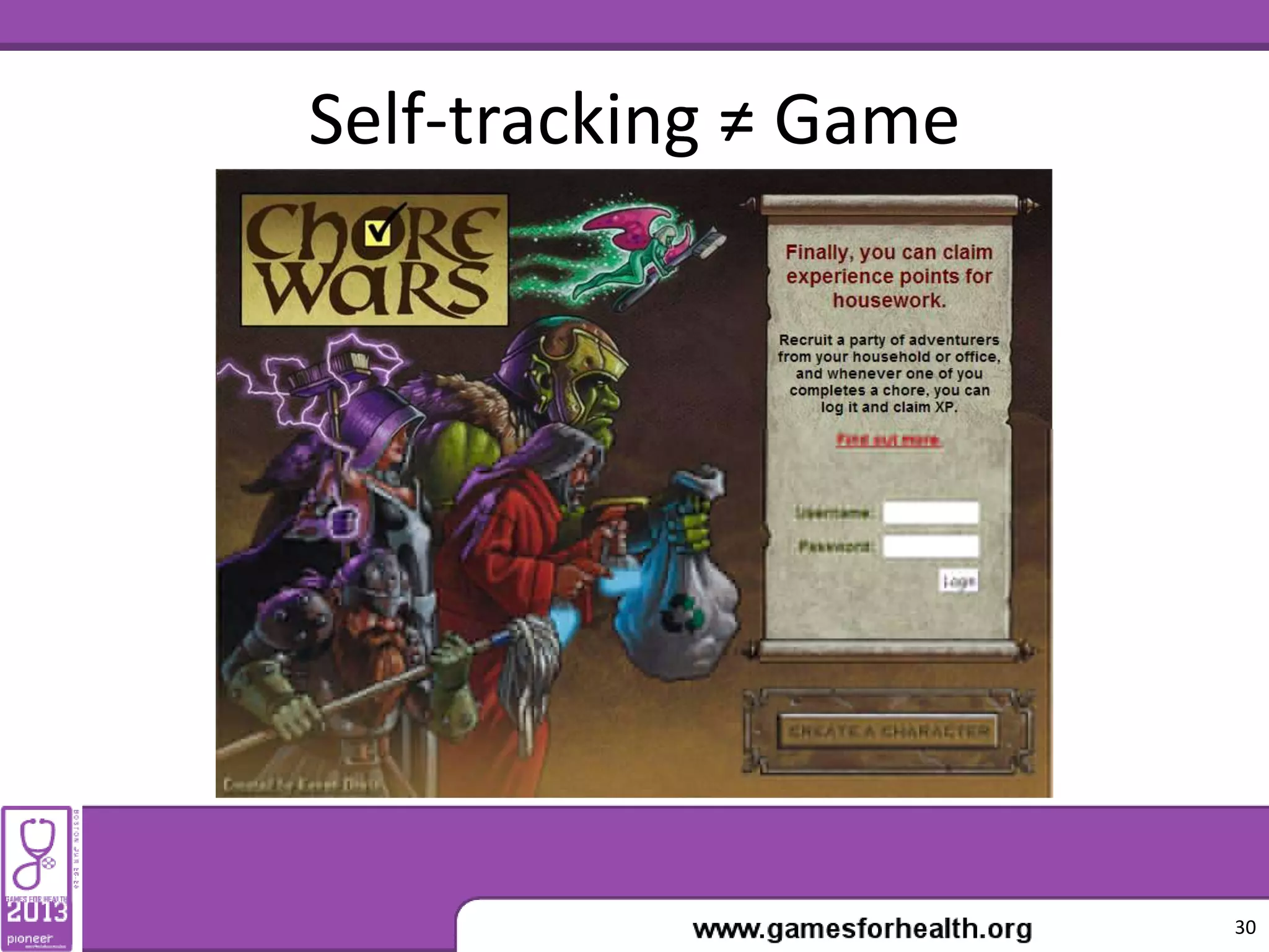 Self-tracking ≠ Game
30
 