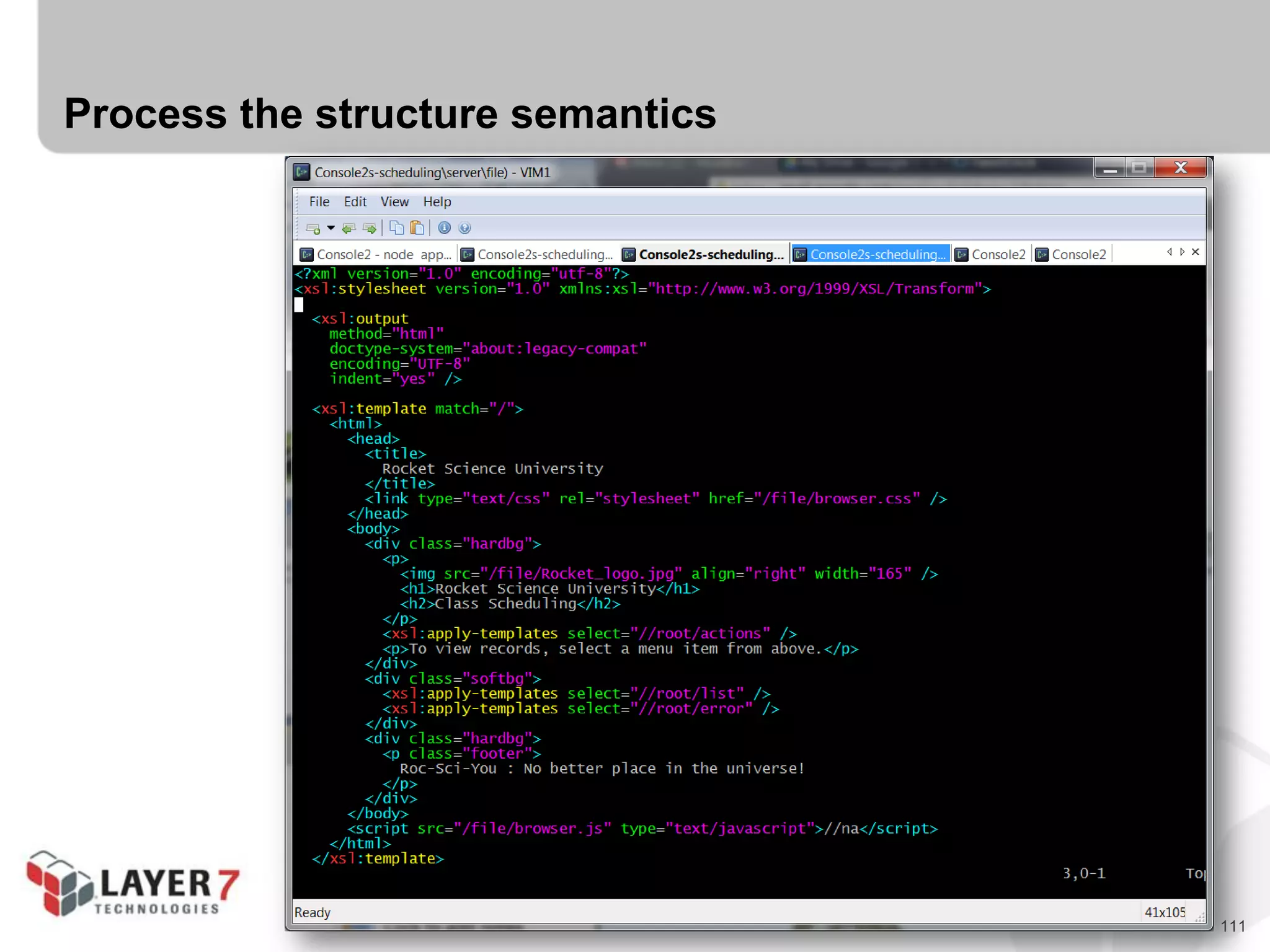 111
Process the structure semantics
 