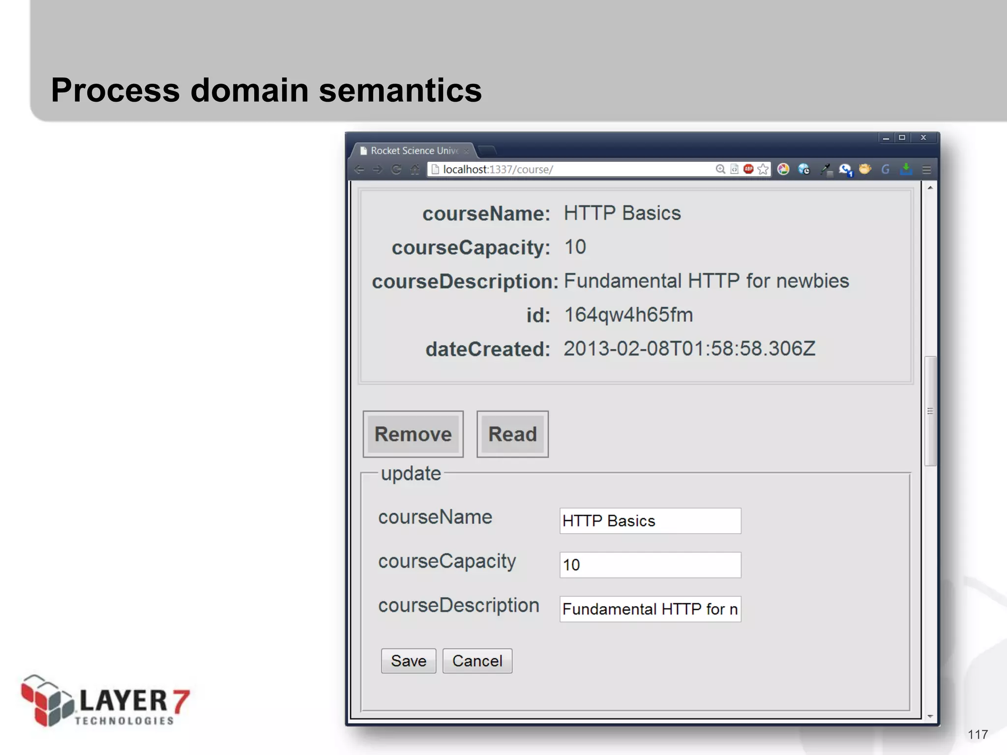 117
Process domain semantics
 
