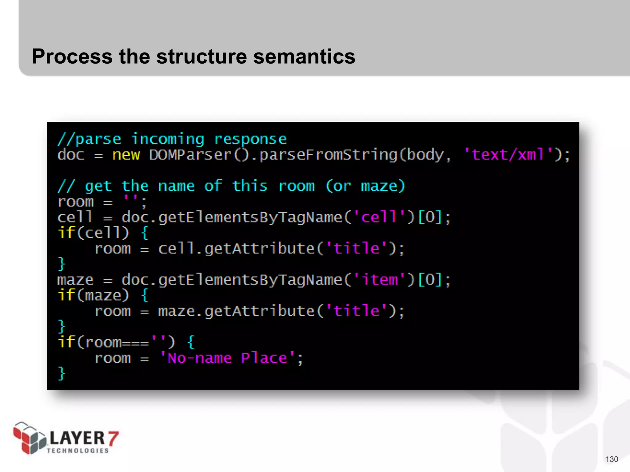 130
Process the structure semantics
 