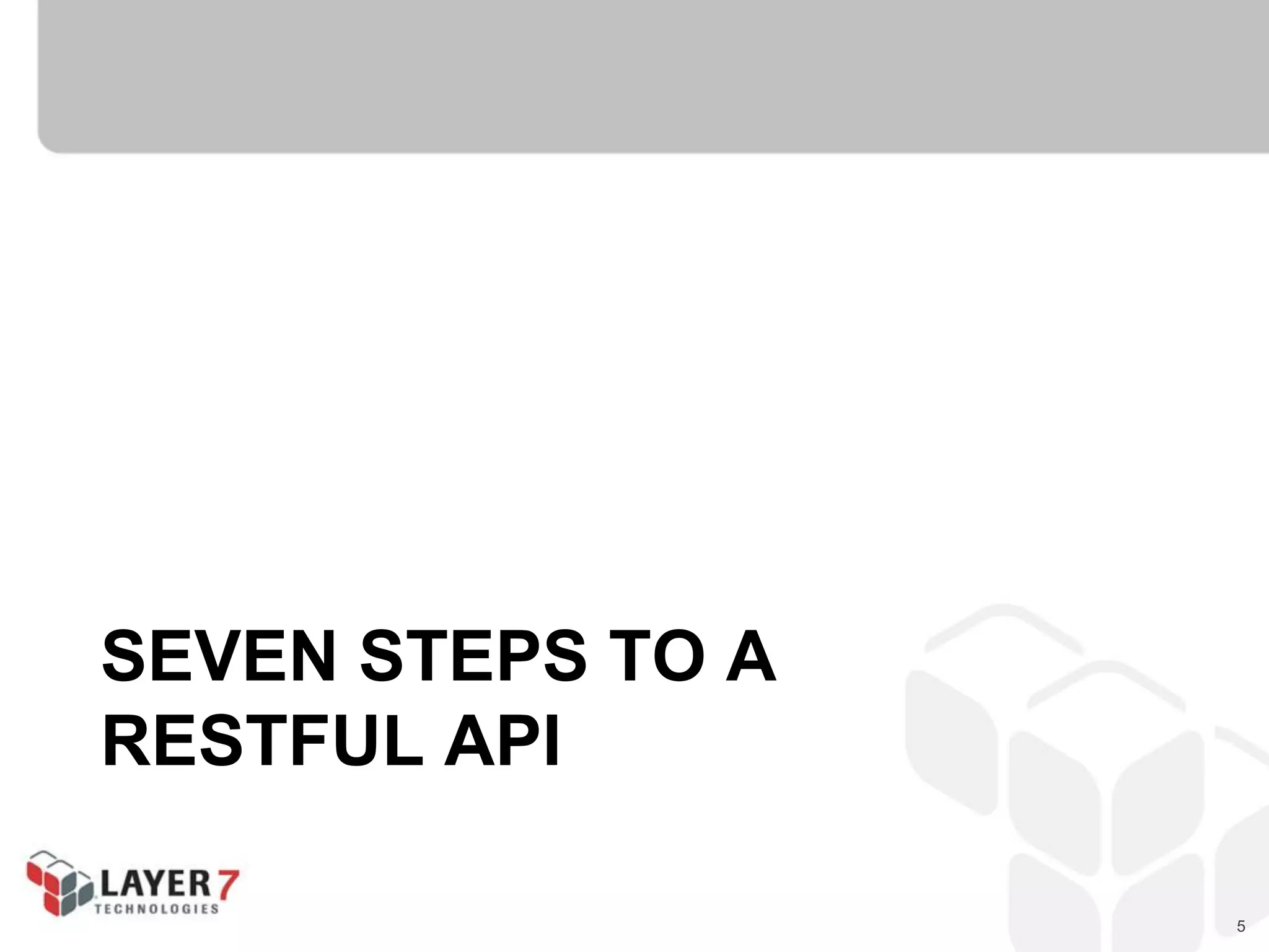 5
SEVEN STEPS TO A
RESTFUL API
 
