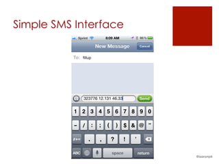 Simple SMS Interface
@aaronpk
 