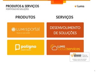 PRODUTOS& SERVIÇOS
PORTFÓLIODESOLUÇÕES
PRODUTOS SERVIÇOS
4
 