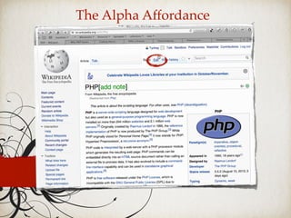 The Alpha Affordance
 