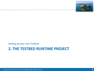 Setting up your own Testbed

2. THE TESTBED RUNTIME PROJECT

Copyright © SmartSantander Project FP7-ICT-2009-5 257992. All Rights reserved.

9

 