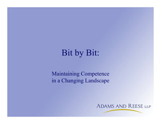 Bit by Bit:
Maintaining Competence
in a Changing Landscape

 
