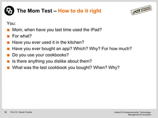 Mum Test Script Summary of 'The Mom Test' (v2 2013-11-05) | PPTX