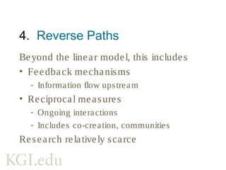 Other gaps and opportunities
• Is everything an “innovation”?
- Patent, copyright, knowledge
• Where is the business model?
- Not a lot of value capture
• Where are the success metrics?
 