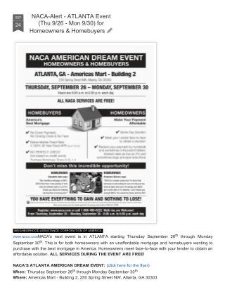 NACA Alert - Atlanta Event