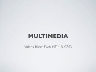 MULTIMEDIA
Videos, Bilder, Flash, HTML5, CSS3
 