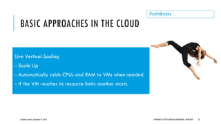 BASIC APPROACHES IN THE CLOUD
CloudOps Summit, September 25, 2013 COPYRIGHT © 2013 BY NEW AGE DISRUPTION | RENÉ BÜST 23
ProfitBricks
Live Vertical Scaling
- Scale Up
- Automatically adds CPUs and RAM to VMs when needed.
- If the VM reaches its resource limits another starts.
 