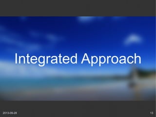 2013-09-28 13
Integrated Approach
 