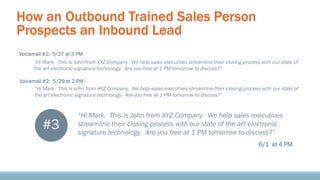How an Outbound Trained Sales Person
Prospects an Inbound Lead
“Hi Mark. This is John from XYZ Company. We help sales exec...