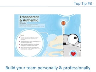 Build your team personally & professionally
Top Tip #3
 