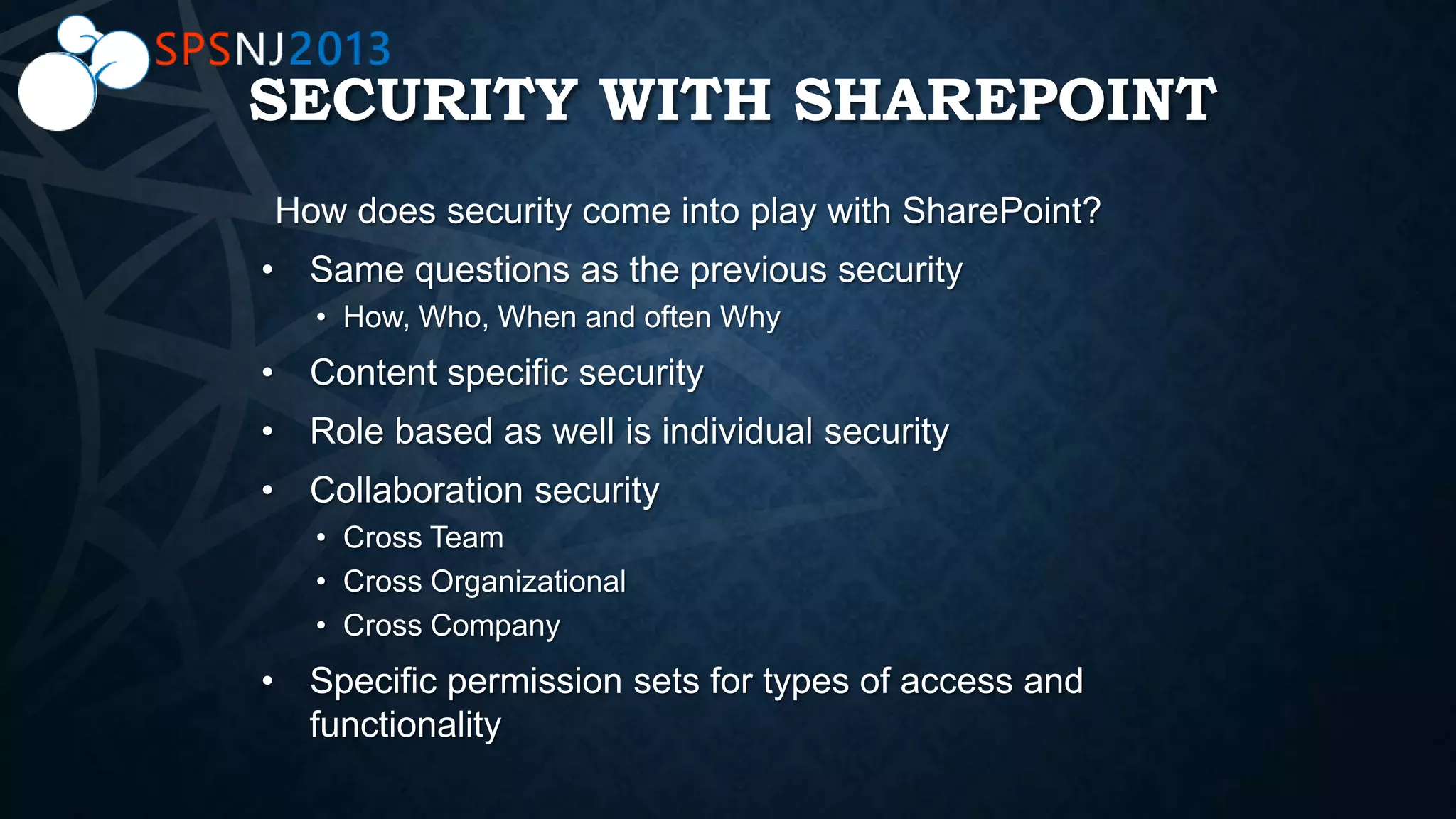 SECURITY WITH SHAREPOINT
 