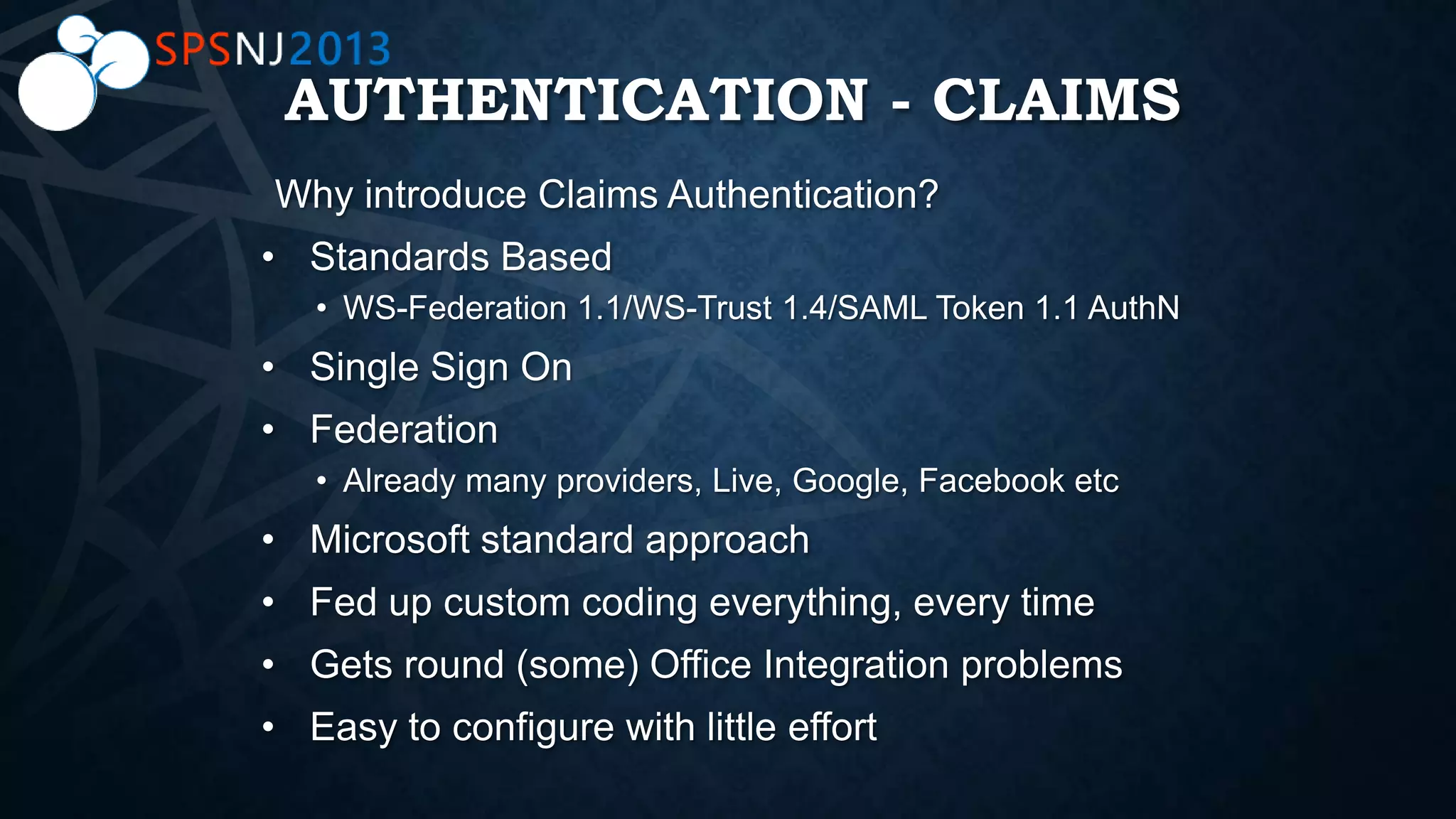AUTHENTICATION - CLAIMS
 