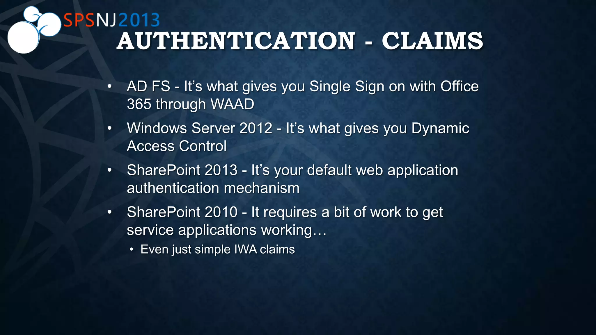 AUTHENTICATION - CLAIMS
 