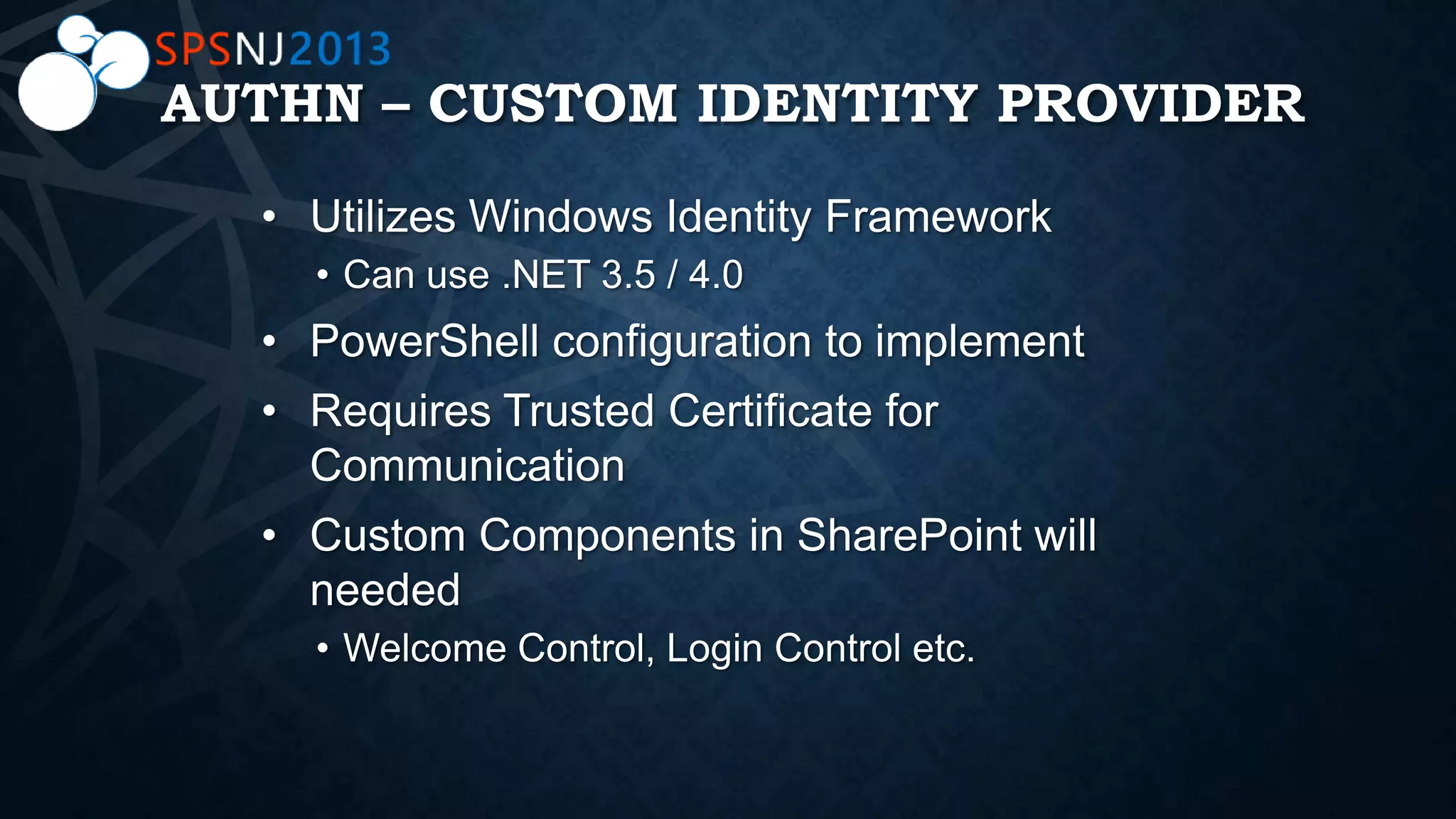 AUTHN – CUSTOM IDENTITY PROVIDER
 