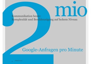 Kommunikation heute:
Komplexität und Beschleunigung auf hohem Niveau

Google-Anfragen pro Minute
4

Global (2013)

 