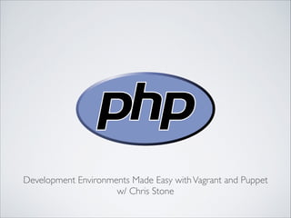 Development Environments Made Easy with Vagrant and Puppet	

w/ Chris Stone	


 