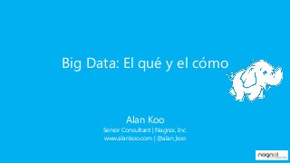Big Data: El qué y el cómo

Alan Koo
Senior Consultant | Nagnoi, Inc.
www.alankoo.com | @alan_koo

 